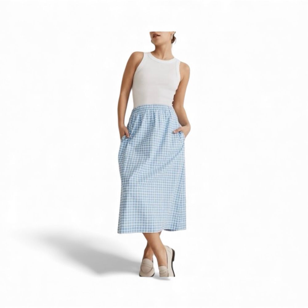 Madewell Pull-On Dress Set in Gingham Check Large - Picture 2 of 8